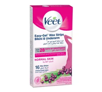 Veet Easy Gel Bikini & Underarm Wax Strips Normal Skin 16 pcs