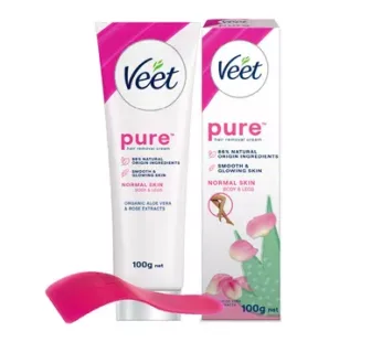 Veet Pure Hair Removal Cream Normal Skin With Organic Aloe Vera & Rose Extracts 100 gm